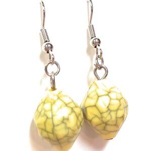 Yellow Crackle Small Oblong Earrings
